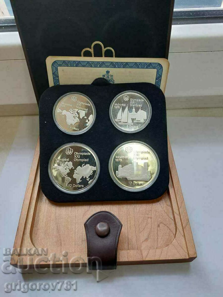 Комплект 2х 5 и 2х 10 долара сребро Канада Олимпиада 1976 10