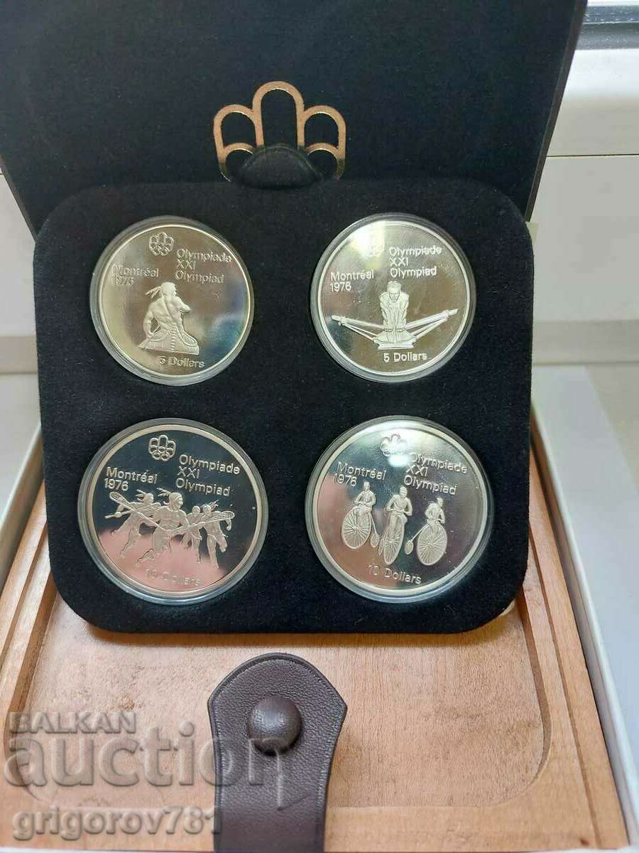 Комплект 2х 5 и 2х 10 долара сребро Канада Олимпиада 1976 11