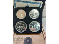 Комплект 2х 5 и 2х 10 долара сребро Канада Олимпиада 1976 15