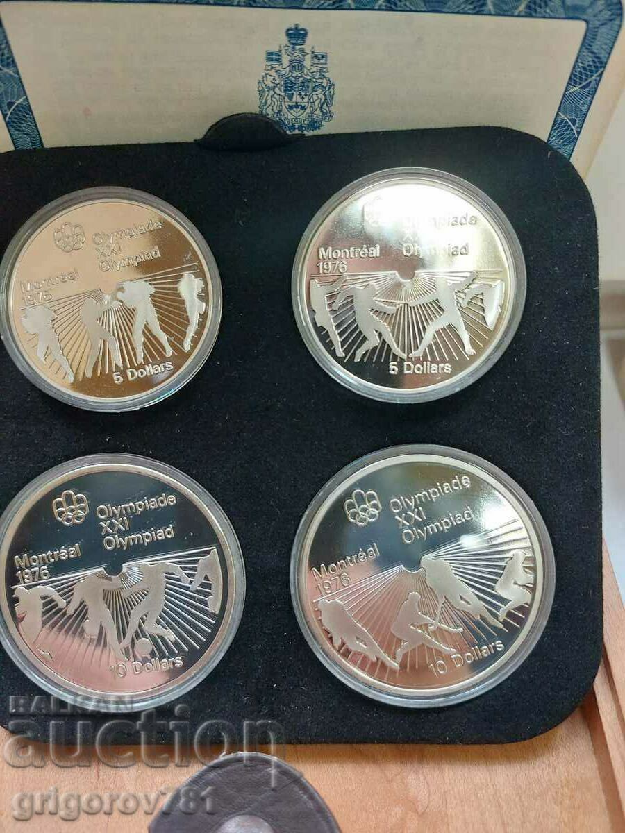 Set of 2x 5 and 2x 10 Dollars Silver Canada Olympics 1976 16