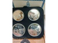 Set of 2x 5 and 2x 10 Dollars Silver Canada Olympics 1976 16