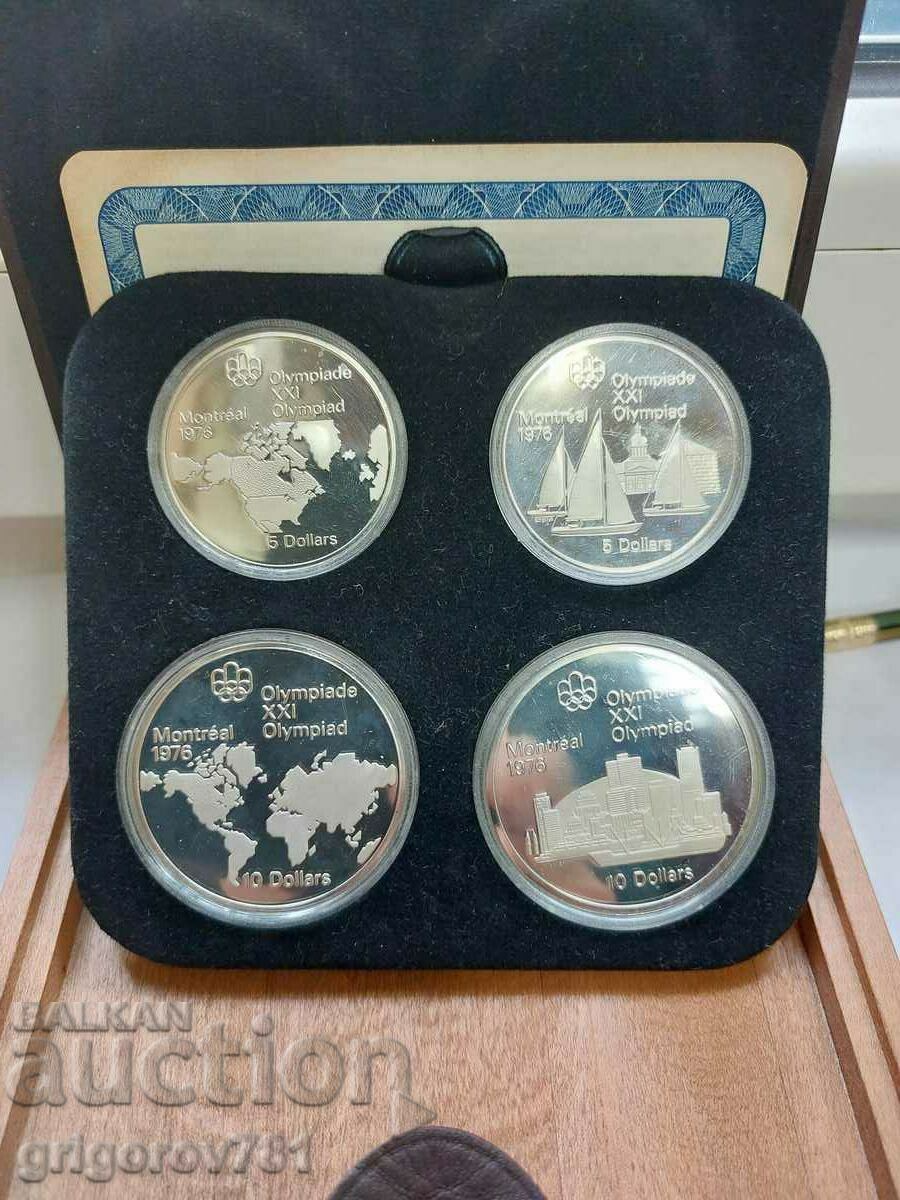Set of 2x 5 and 2x 10 Dollars Silver Canada Olympics 1976 17