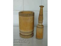 Large wooden mortar height 15.5 with a diameter of 9.5 cm