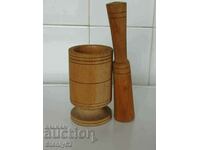 Old wooden mortar with a height of 12 cm and a diameter of 7.2 cm