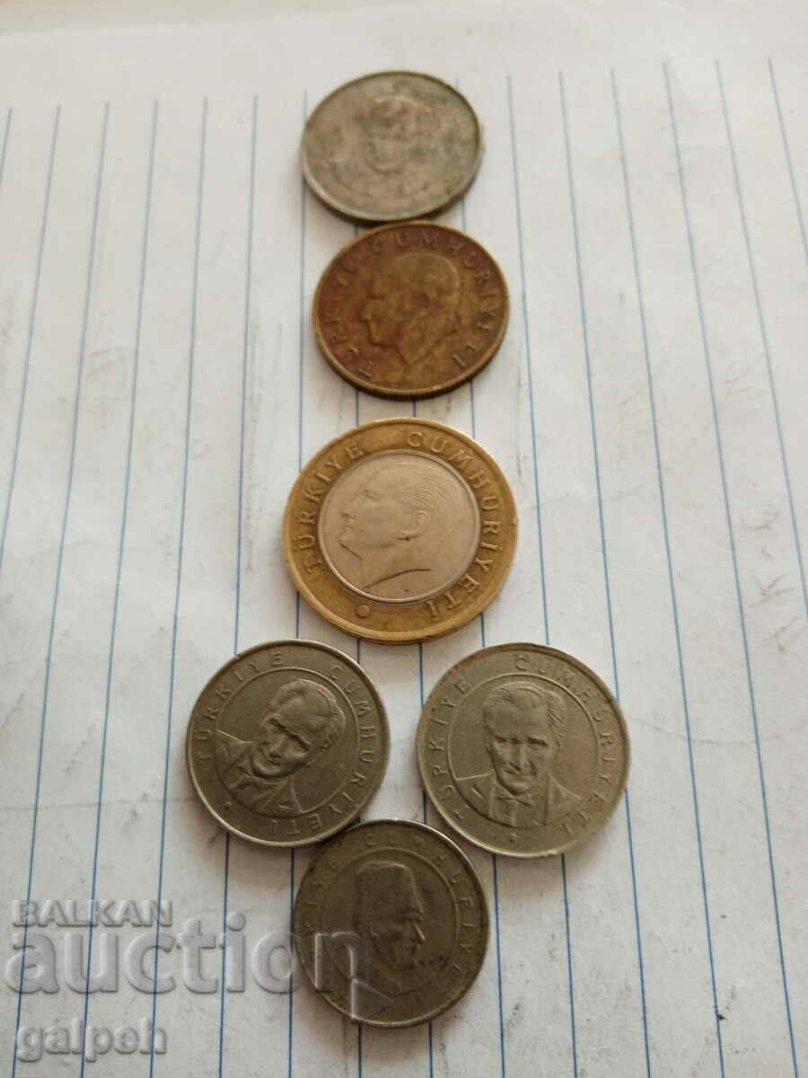 TURKEY - LOT OF COINS - 6 pcs. - BGN 2 - 5 TURKEY - LOT OF COINS - 6 pcs. - BGN 2 - 5
