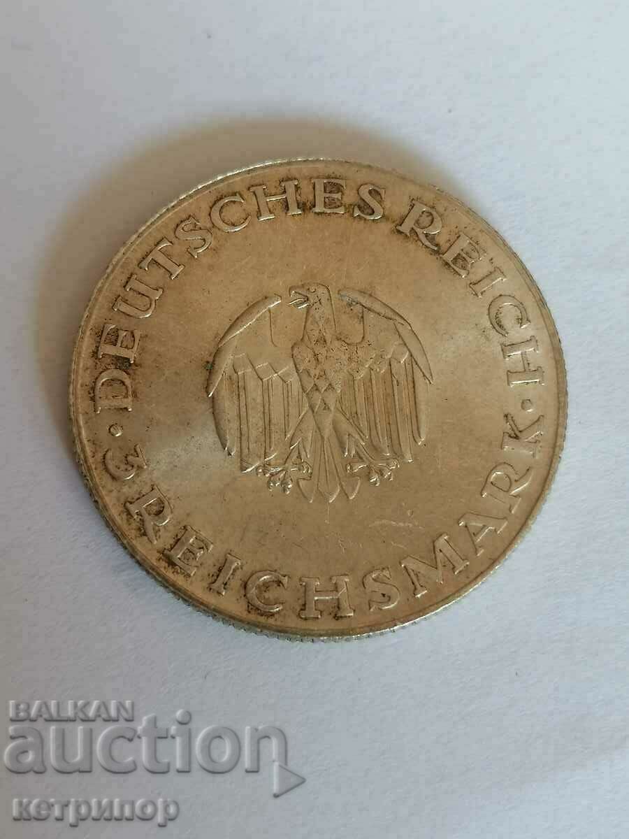 3 марки 1929 г.  D Германия сребърна Ваймарска република