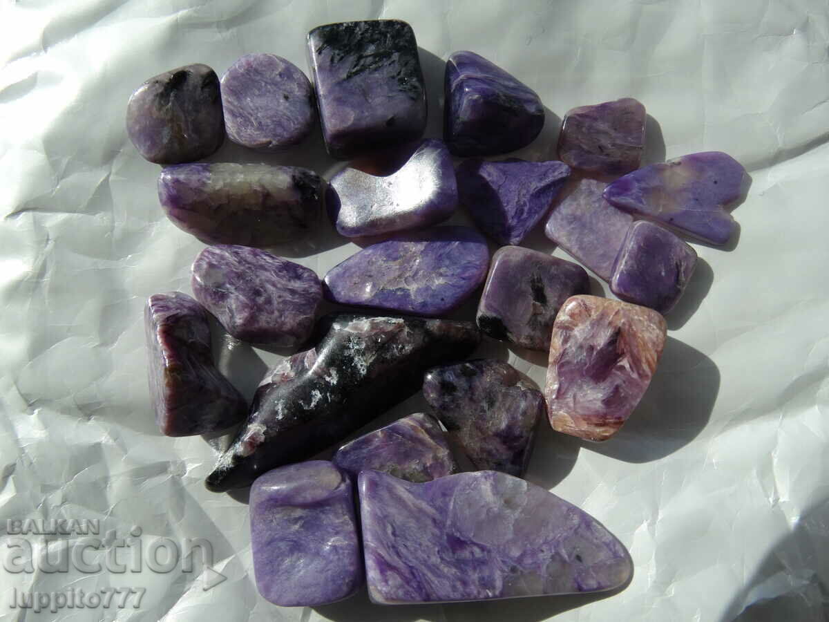 26.32 grams of charoite 20 pieces cabochon with price 49.99 BGN | € 25.56 26.32 grams of charoite 20 pieces cabochon with price 49.99 BGN | € 25.56