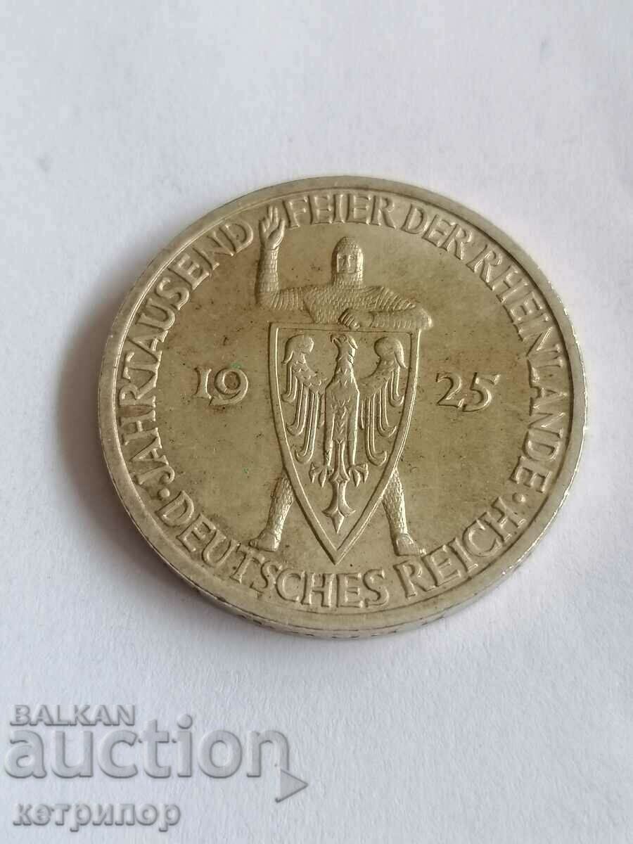 3 марки 1925 г. F Германия сребърна Ваймарска република