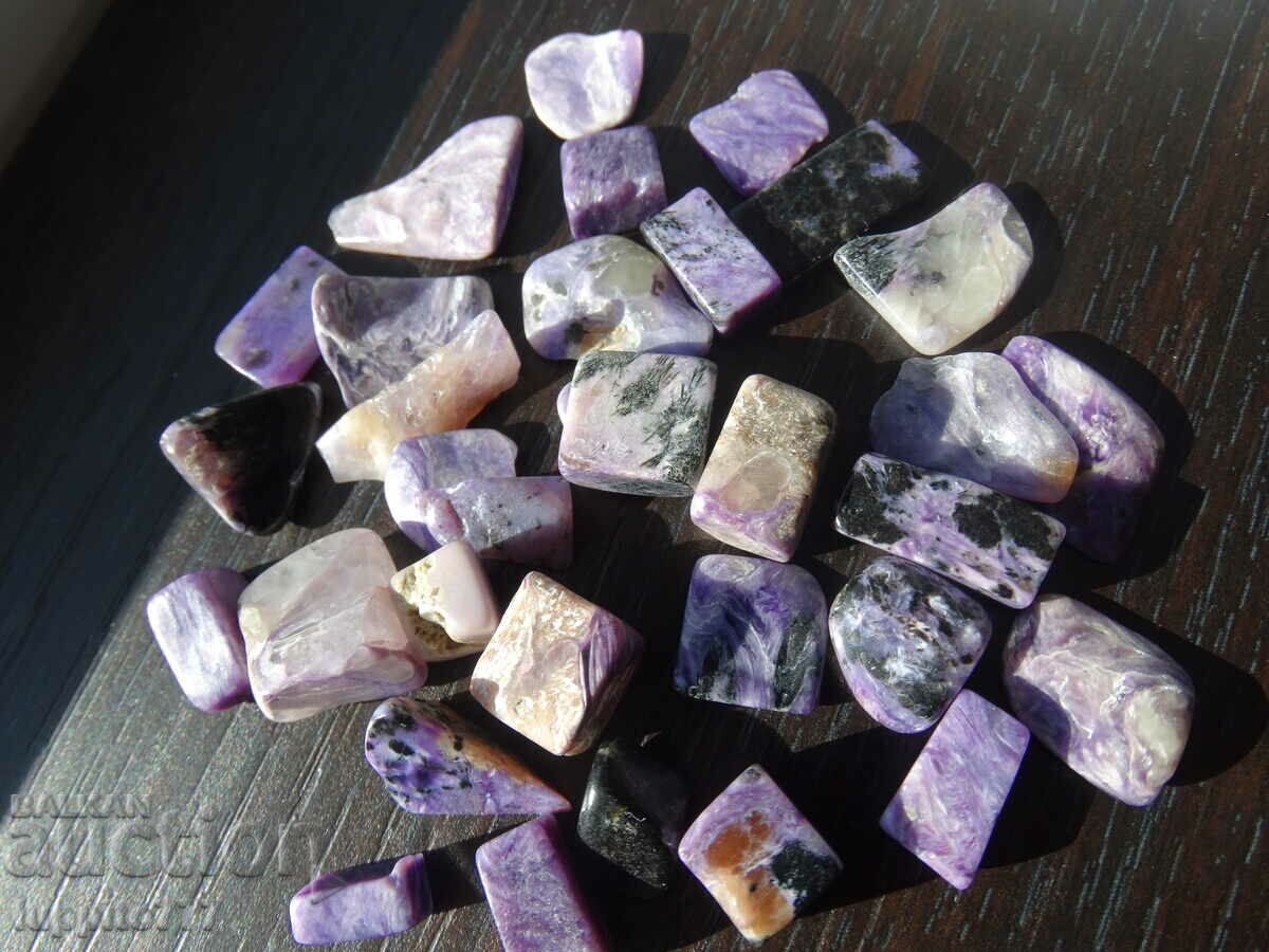 39.50 grams of charoite 35 pieces cabochon with price 57.99 BGN | € 29.65 39.50 grams of charoite 35 pieces cabochon with price 57.99 BGN | € 29.65
