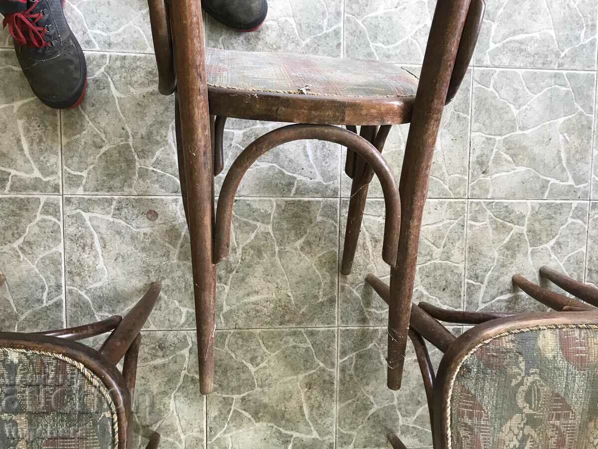 Auction  ANTIQUE WOODEN CHAIR WITH UPHOLSTERY-4 PCS