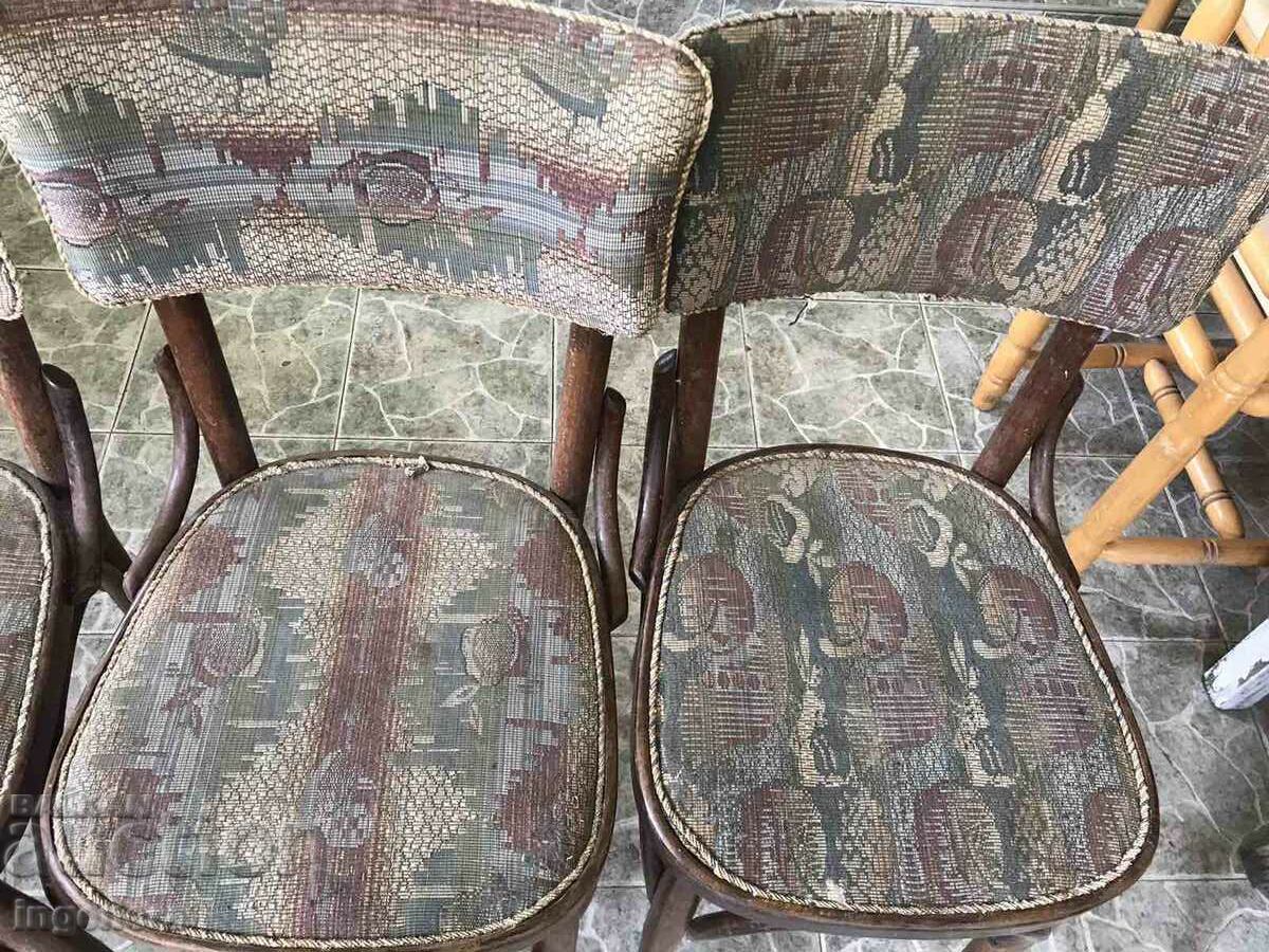ANTIQUE WOODEN CHAIR WITH UPHOLSTERY-4 PCS - 6