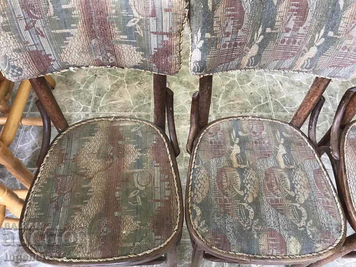 ANTIQUE WOODEN CHAIR WITH UPHOLSTERY-4 PCS - 7