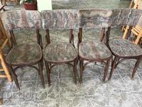 ANTIQUE WOODEN CHAIR WITH UPHOLSTERY-4 PCS