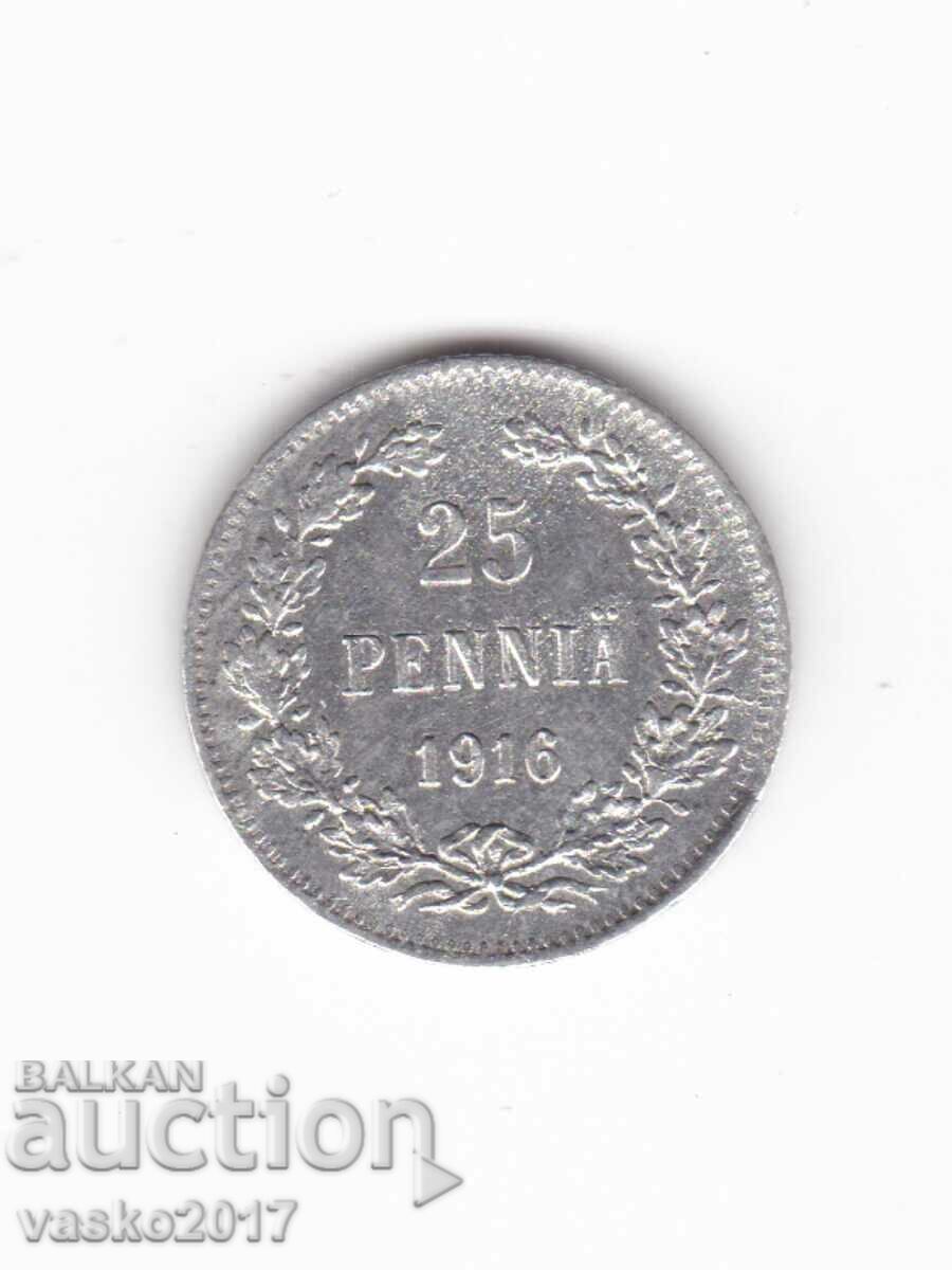 25 PENNIA - 1916 Russia for Finland