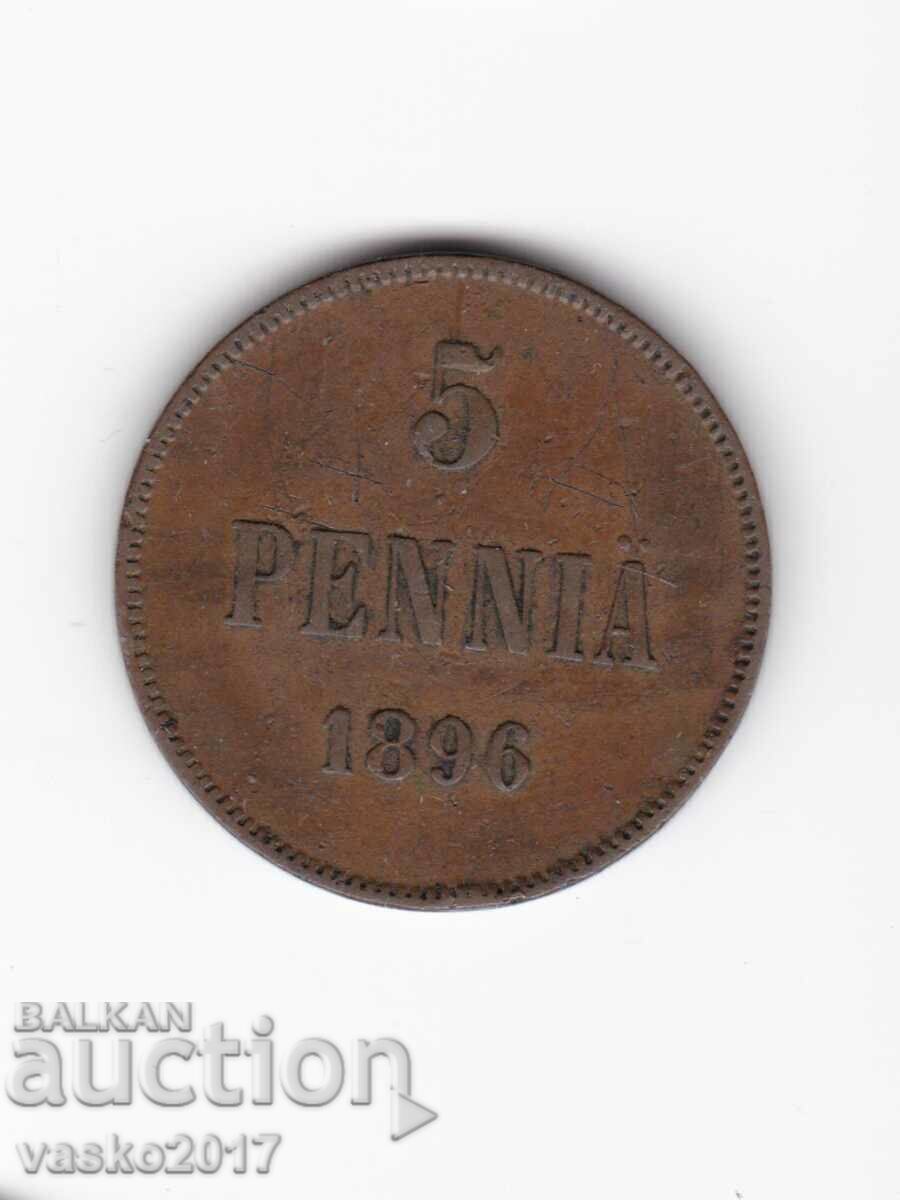 5 PENNIA - 1896 Russia for Finland