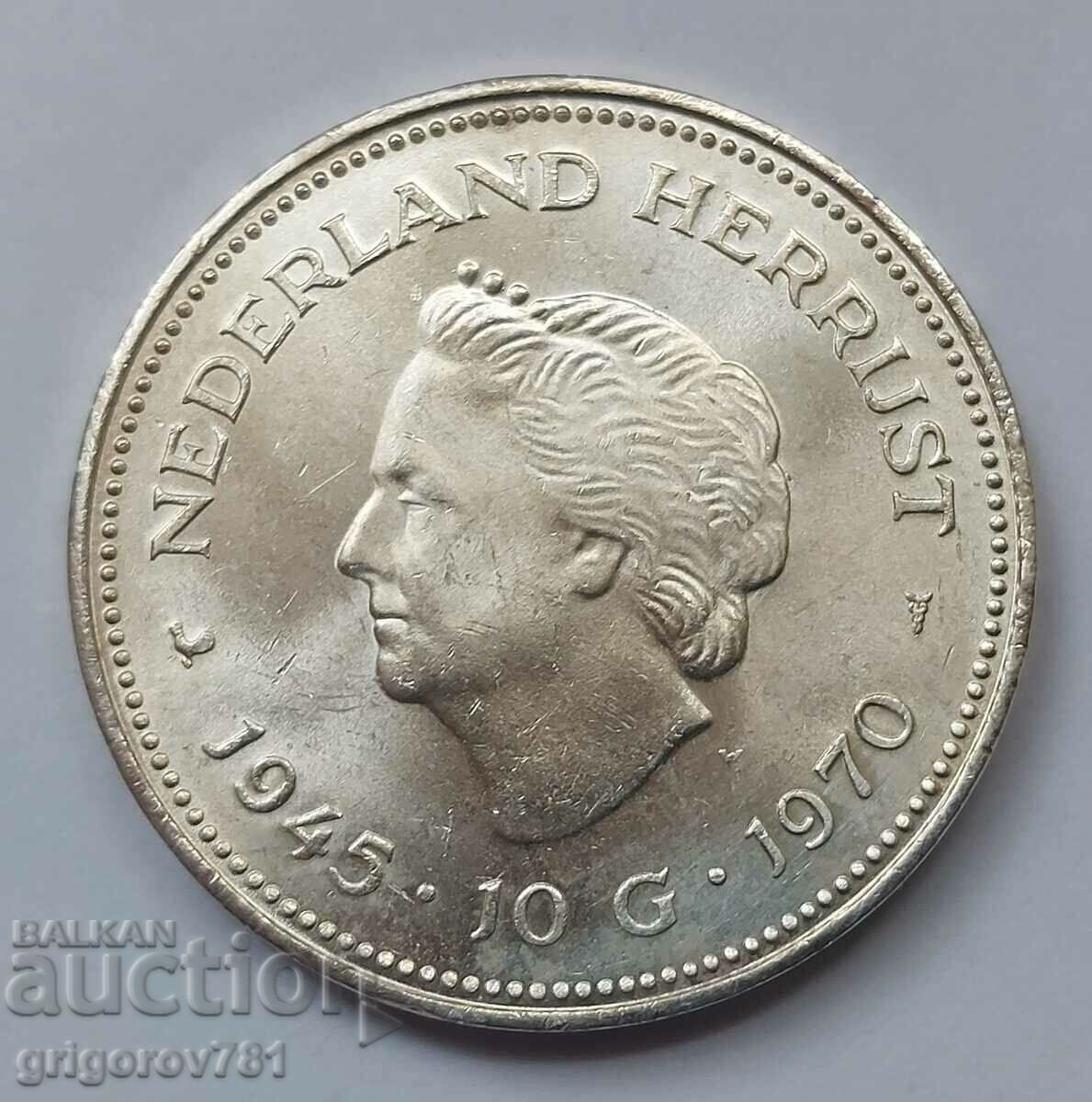 10 гулдена сребро Нидерландия 1970 - сребърна монета #2