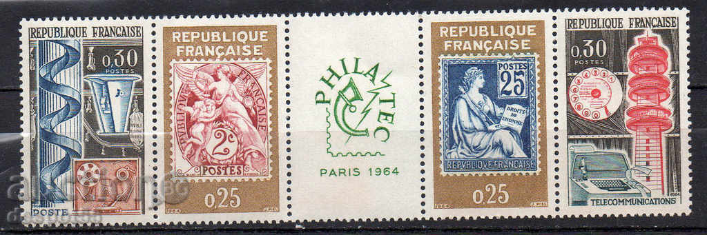 1964. France. Philatelic exhibition "PHILATEC" - Paris. Strip.