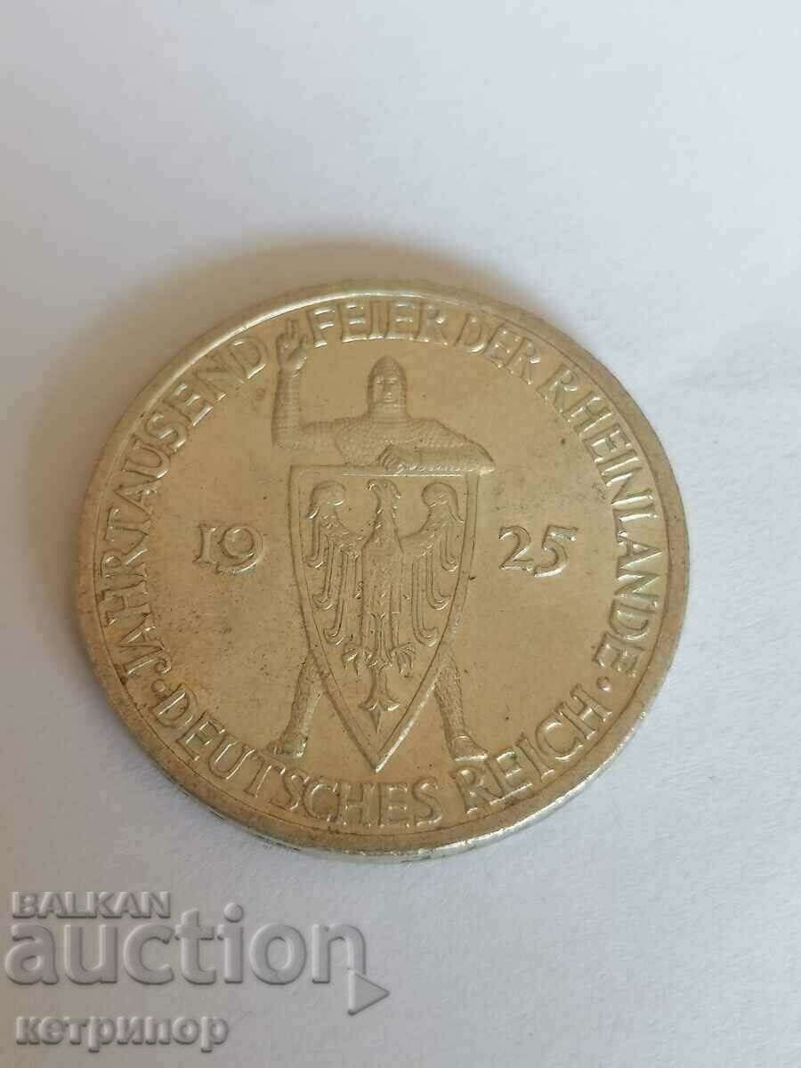 3 марки 1925 г. G Германия сребърна Ваймарска република