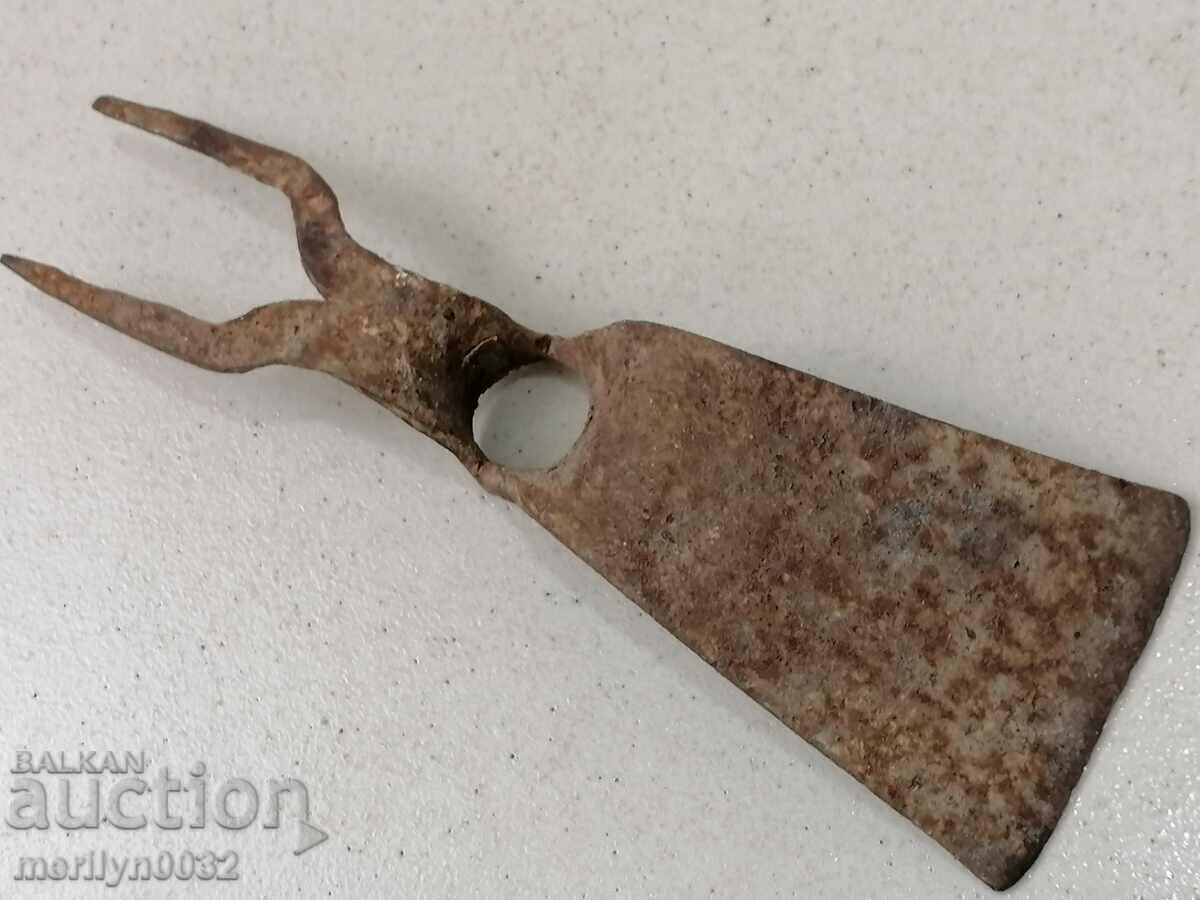 An old chapel two-tooth wrought iron tool with price 36.00 BGN | € 18.41 An old chapel two-tooth wrought iron tool with price 36.00 BGN | € 18.41