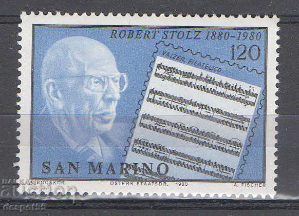 1980. San Marino. 100 years since the birth of Robert Stoltz.