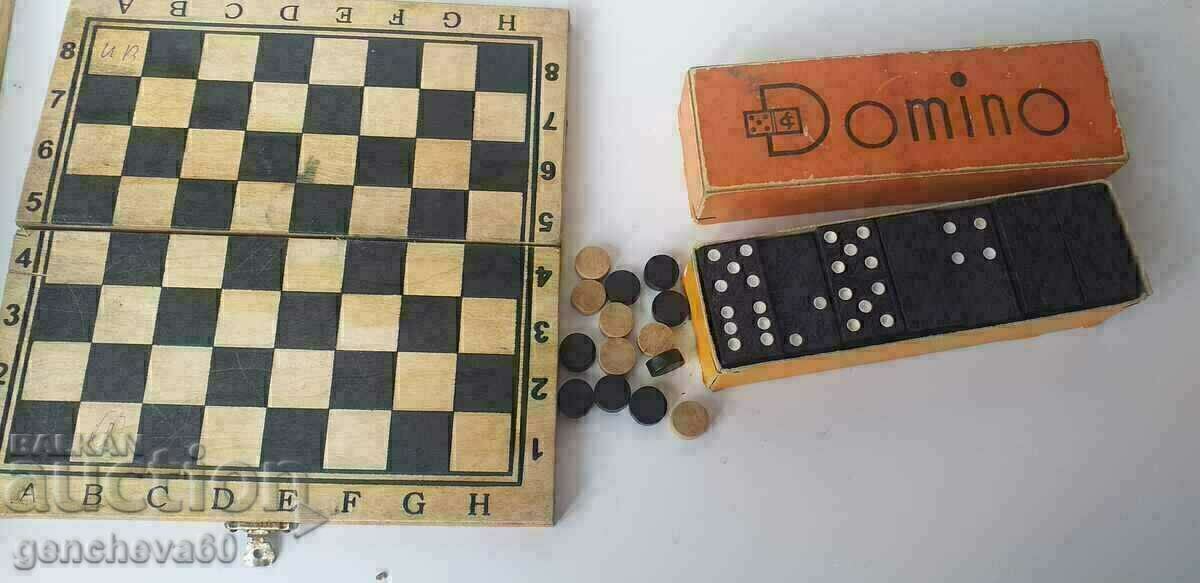 Jocuri vechi de masă domino 28 piese și dame - 6
