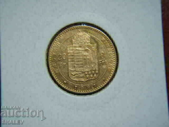 Auction 20 Francs / 8 Forint 1887 Hungary - XF/AU (gold) Auction 20 Francs / 8 Forint 1887 Hungary - XF/AU (gold)