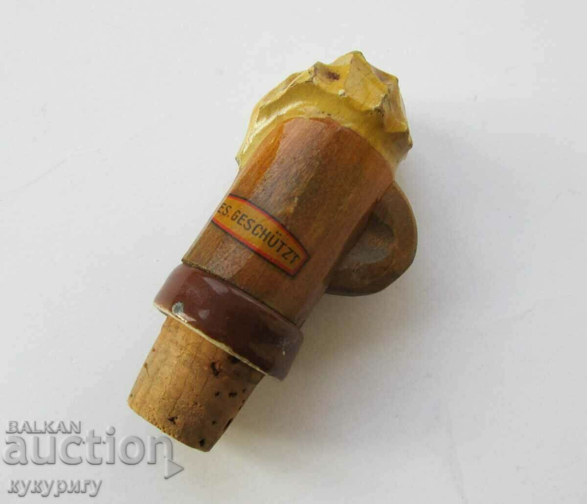Old German cork stopper in the shape of a beer mug