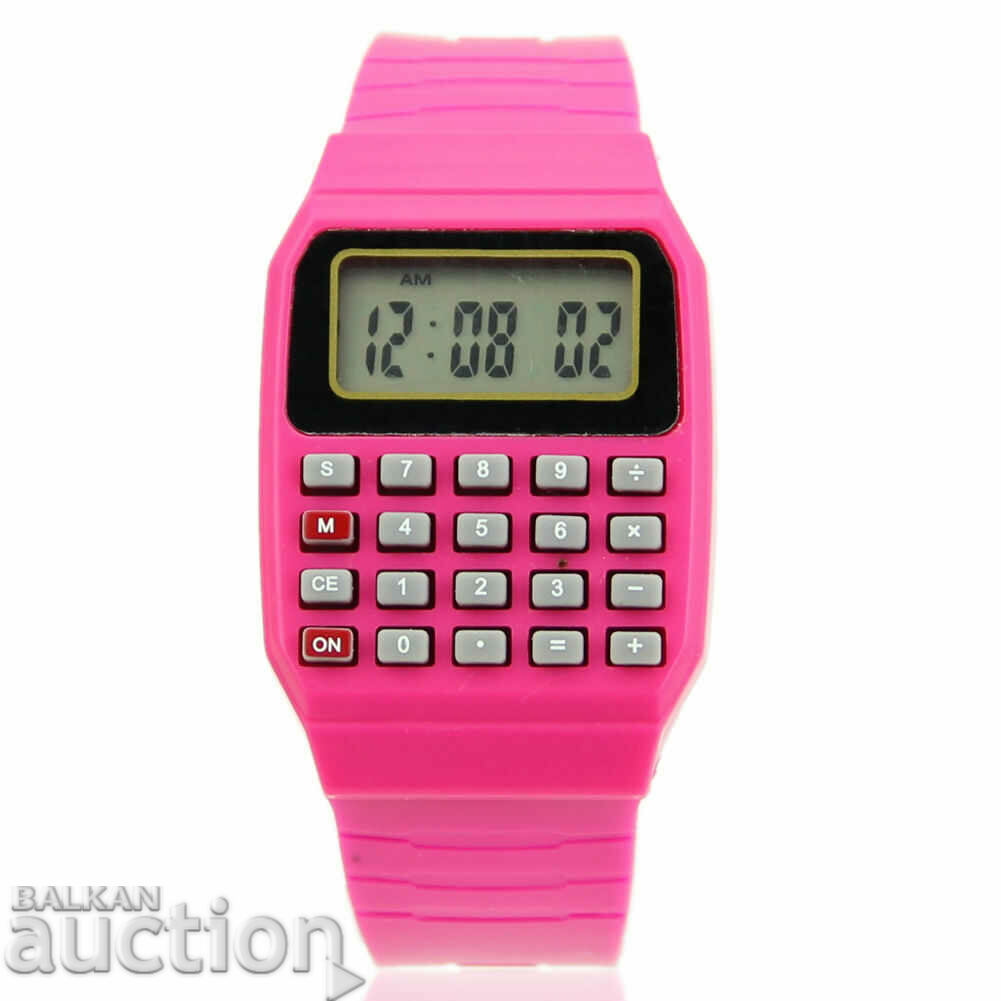 Нови часовници с калкулатор за деца и ученици училище розов