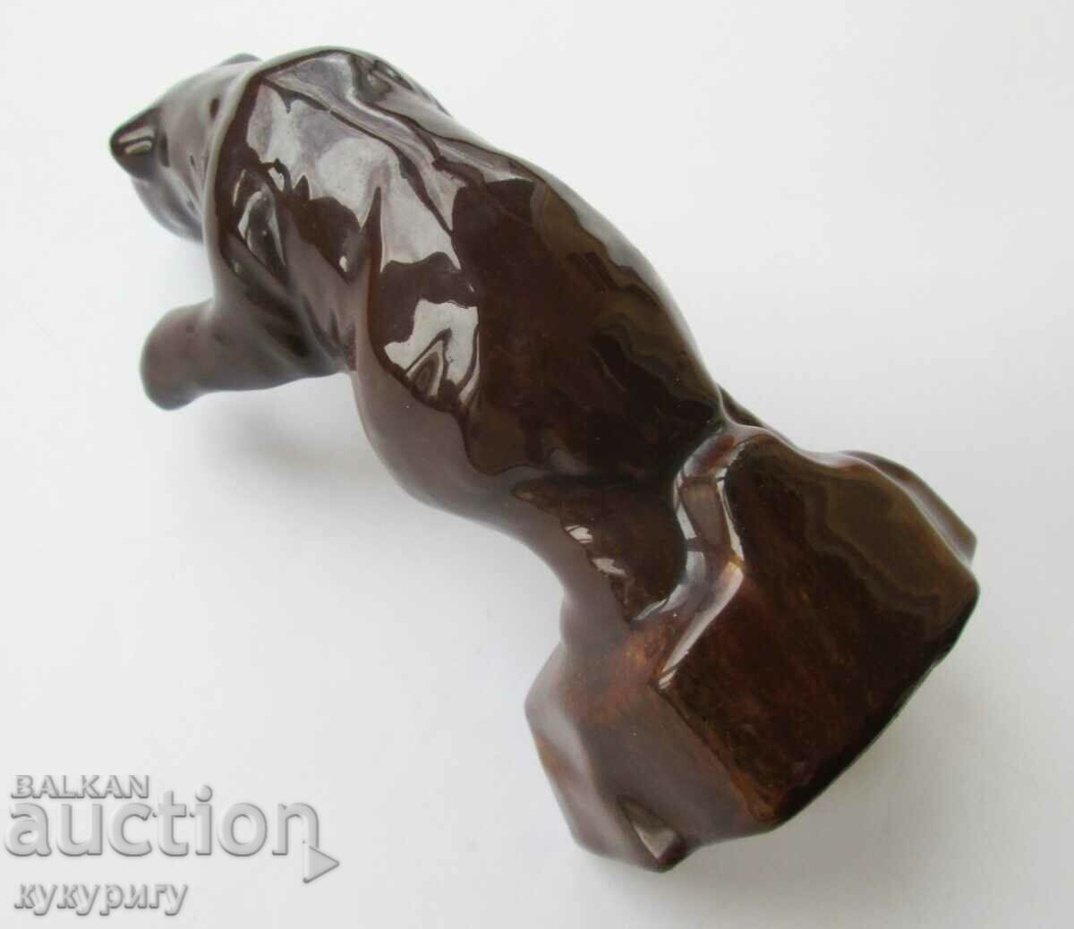 Auction  Old ceramic statuette figure angry bear Germany