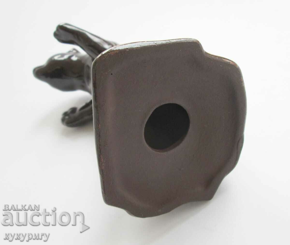 Old ceramic statuette figure angry bear Germany - 5