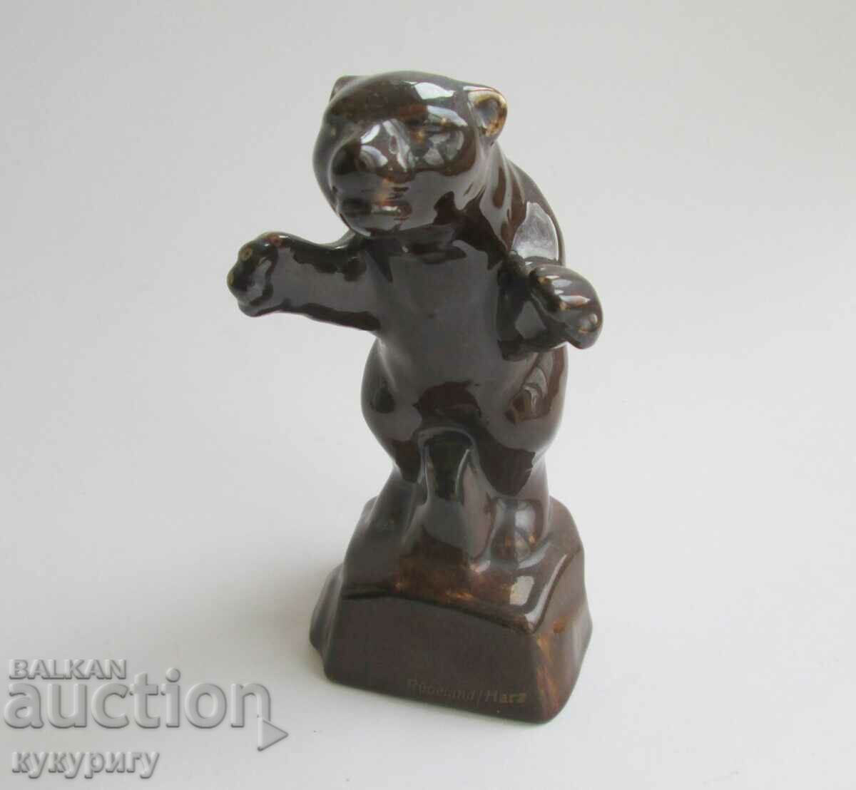 Old ceramic statuette figure angry bear Germany - 6