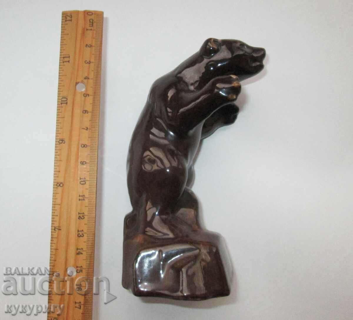 Old ceramic statuette figure angry bear Germany - 7