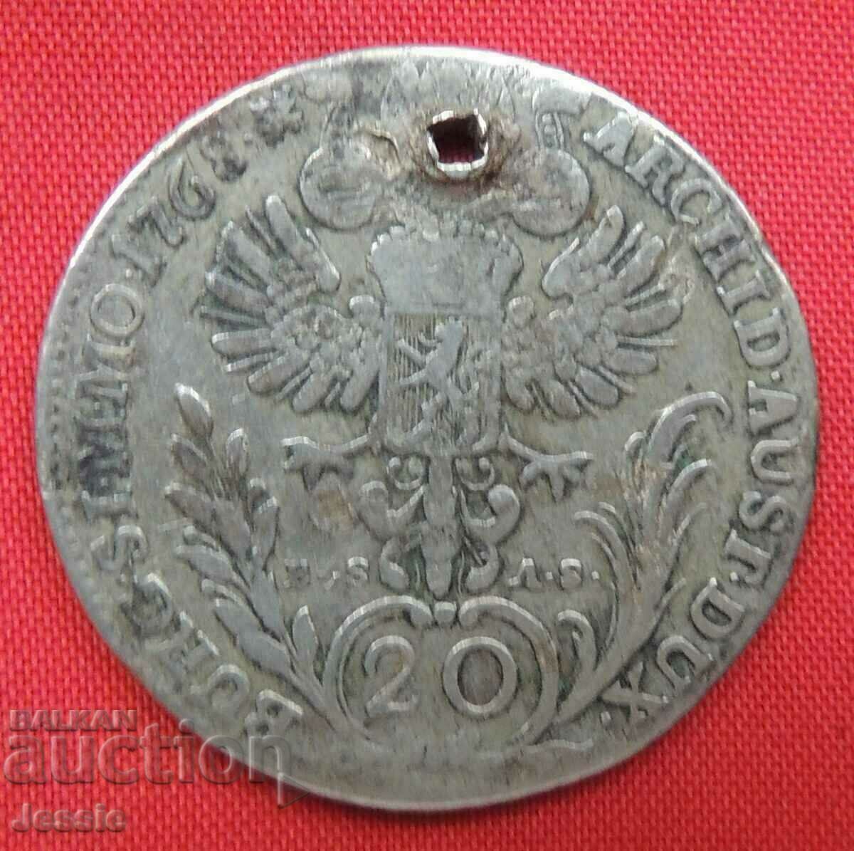 20 кройцера 1768 B.S.A.S. Австроунгария (Мария Терезия)