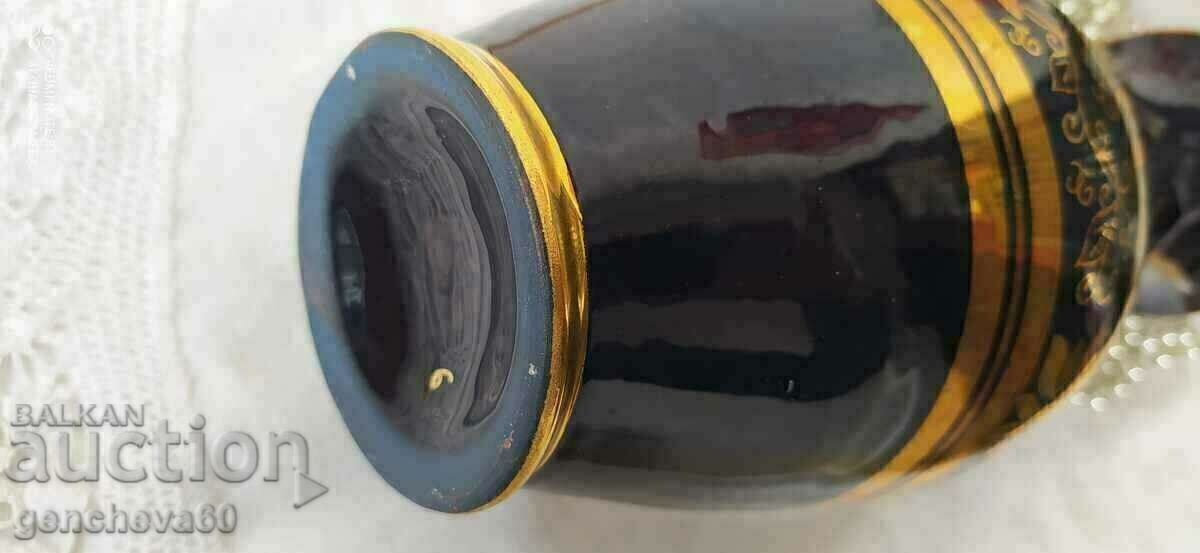 Porcelain retro vase, cobalt painted, gold plated - 7