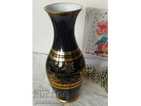 Vintage painted porcelain vase, gilded