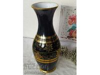 Vintage painted porcelain vase, gilded