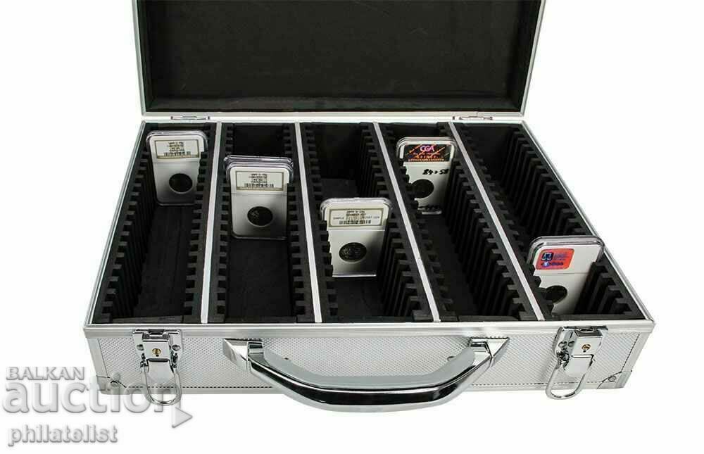 SAFE - Aluminum case for 100 certified coins with price 157.00 BGN | € 80.27 SAFE - Aluminum case for 100 certified coins with price 157.00 BGN | € 80.27
