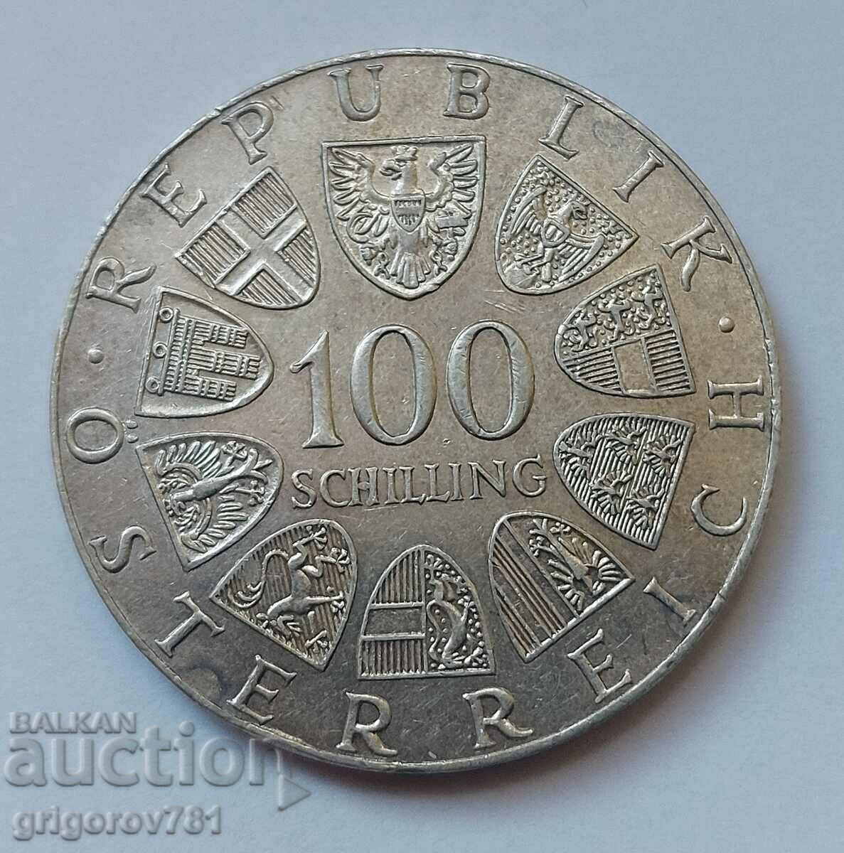 100 шилинга сребро Австрия 1977 - сребърна монета #19