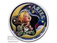 1/2 OZ GHANA SILVER - COLORED BEAUTY BABY ZODIAC ARIES