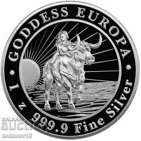 1 oz Сребро Богинята Европа - Токелау 2021