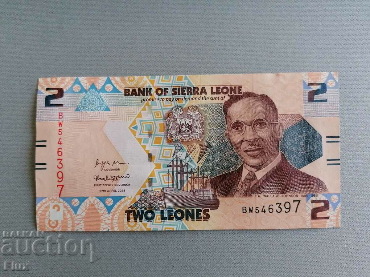 Bancnotă - Sierra Leone - 2 Leoni UNC | 2022
