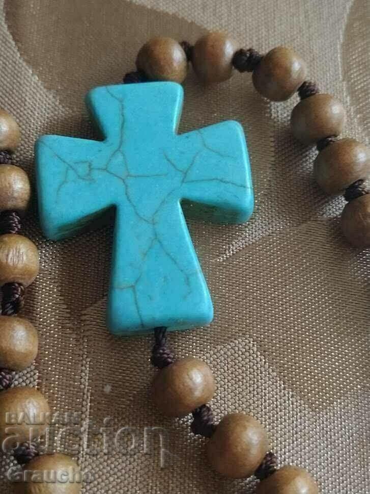 Antique turquoise cross necklace