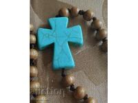 Antique turquoise cross necklace
