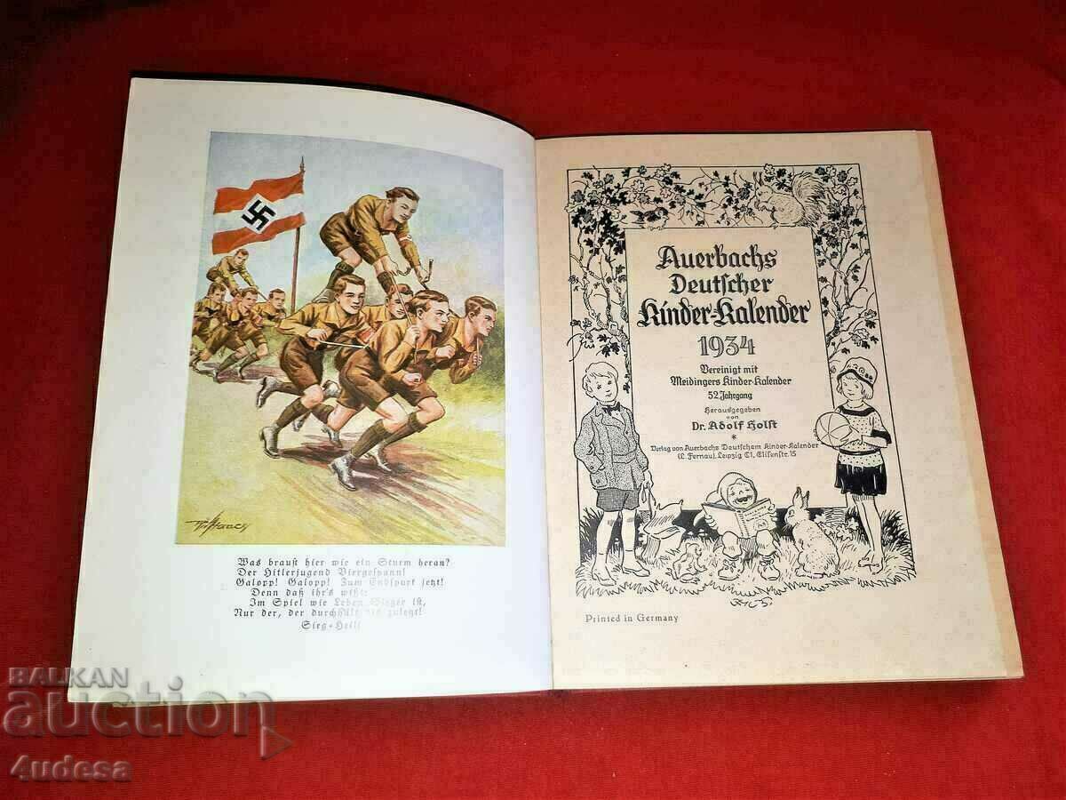 Παλιό γερμανικό ημερολόγιο παιδικών βιβλίων από το 1934 Χίτλερ