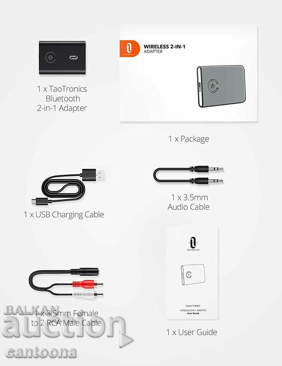 TaoTronics BA07 2-in-1 Bluetooth Audio Transmitter and Receiver - 7