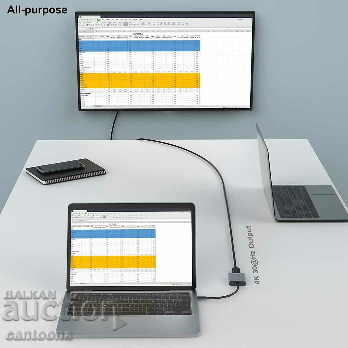 BENFEI USB C to 4K HDMI Adapter, Thunderbolt 3, Aluminum - 6 BENFEI USB C to 4K HDMI Adapter, Thunderbolt 3, Aluminum - 6