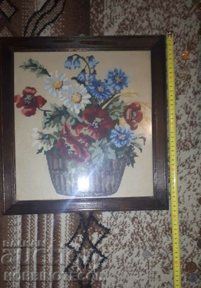 TAPESTRY in a FRAME - POT WITH FLOWERS 35 / 29