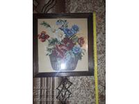 TAPESTRY in a FRAME - POT WITH FLOWERS 35 / 29