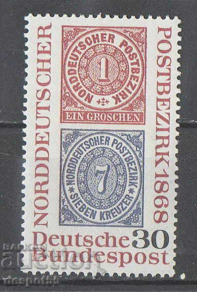 1968. GFR. Η 100η επέτειος του Norddeutscher Postbezirk.