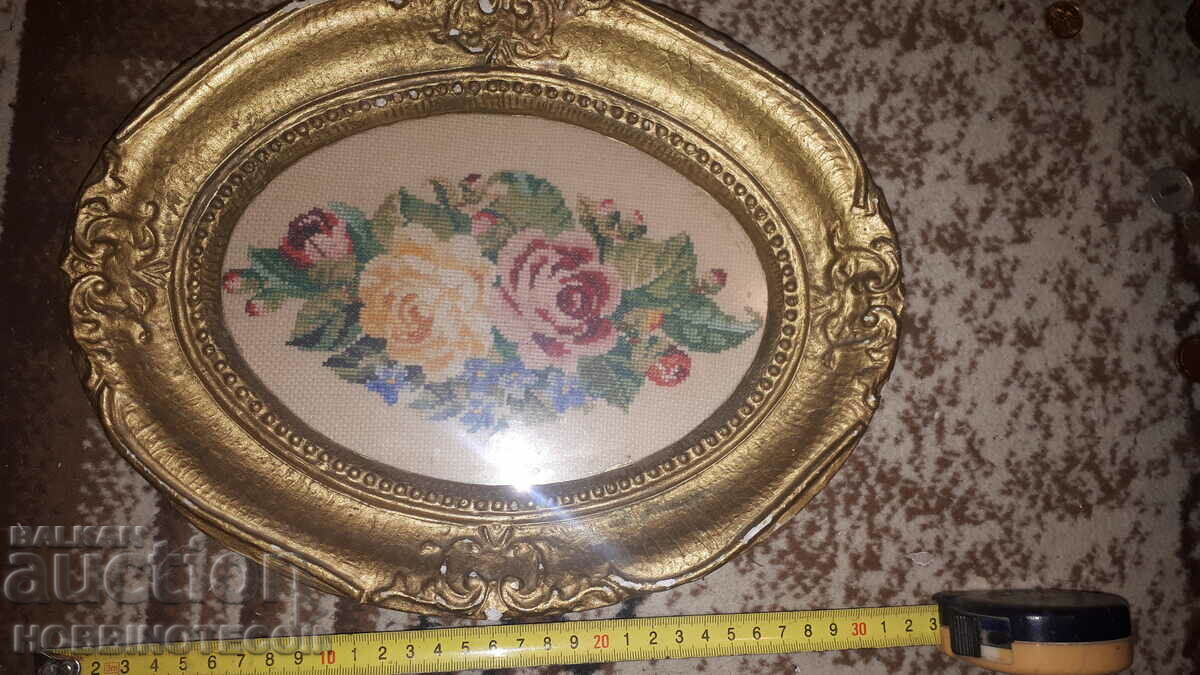 TAPESTRY in OVAL FRAME - FLOWERS 20 / 13 with price 39.00 BGN | € 19.94